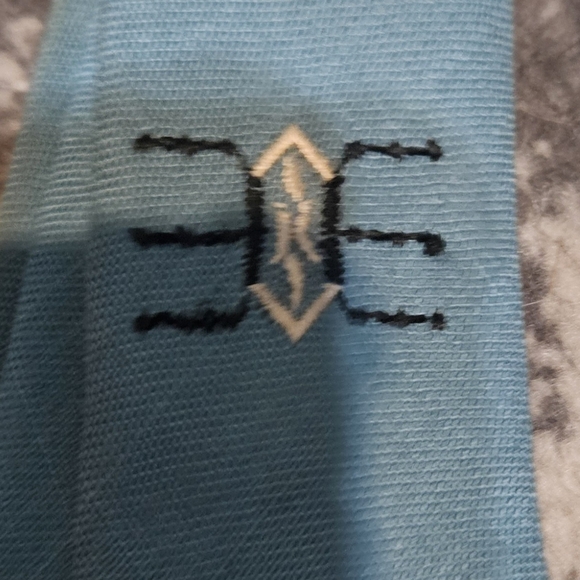 Vintage 1960s Blue Embroidered Fesrless Finnegan's Square Neck Tie - Picture 2 of 3